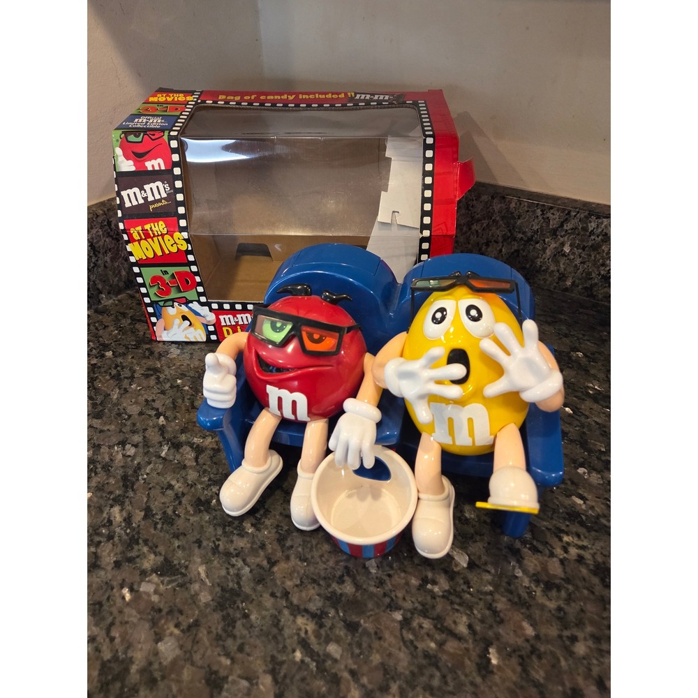 M&M's At The Movies 3-D Limited Edition Candy Dispenser Red & Yellow Characters
